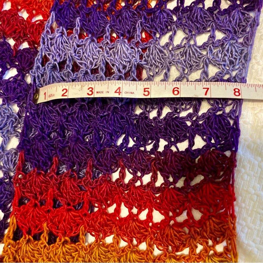 Gorgeous hand-crafted scarf. Environmentally sustainable acrylic.